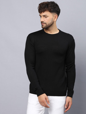 Coldplay Solid Round Neck Casual Men Black Sweater