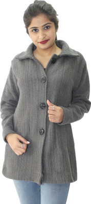 Hautemoda Striped Collared Neck Casual Women Grey Sweater