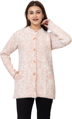 FASHSTORE Floral Print Round Neck Casual Women Orange Sweater