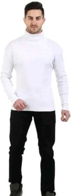 bestbaby Solid High Neck Casual Men White Sweater