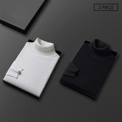 sarah Enterprises Solid Turtle Neck Casual Men Black, White, Multicolor Sweater