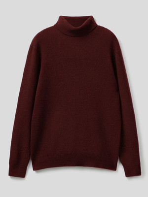 nikline Solid High Neck Casual Men Maroon Sweater