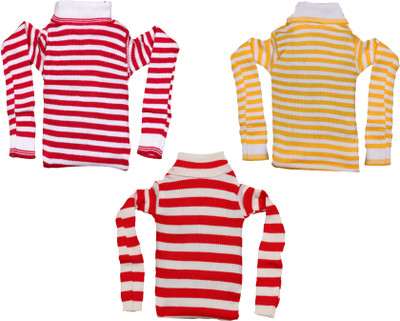 MTI FASHIONS Striped High Neck Casual Baby Boys Multicolor Sweater