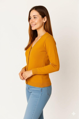 urban trees Woven V Neck Casual Women Red Sweater
