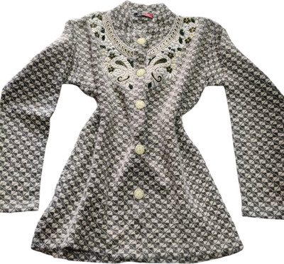 NORD Geometric Print Peter Pan Collar Casual Women White, Beige Sweater