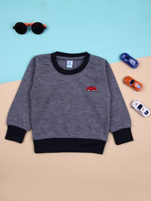 V-MART Colorblock Round Neck Casual Baby Boys Grey Sweater