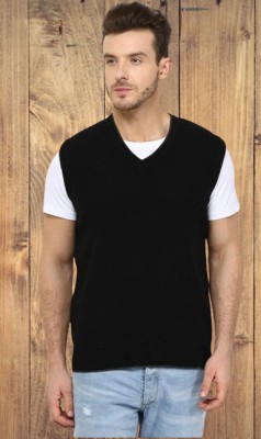 jorden4u Self Design V Neck Casual Men Black Sweater