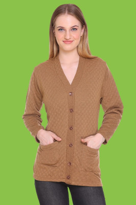 jorden4u Solid V Neck Casual Women Brown Sweater