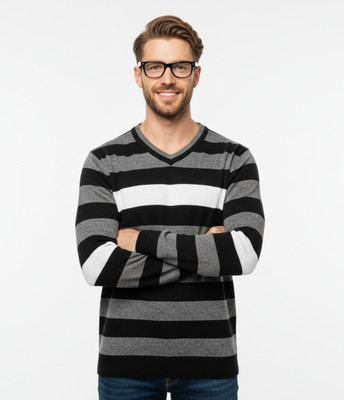 FORWARDS Striped V Neck Casual Men Multicolor Sweater