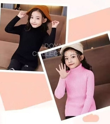 Doyal Collections Self Design Turtle Neck Casual Baby Boys & Baby Girls Pink, Black Sweater