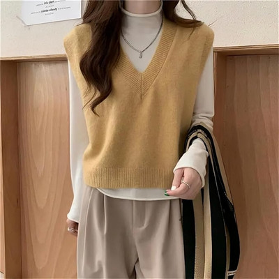 Lugo Solid High Neck Casual Women Beige Sweater
