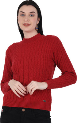 chatanya Solid V Neck Party Women Maroon Sweater