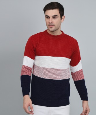 WILLEY Striped Round Neck Casual Men Multicolor Sweater