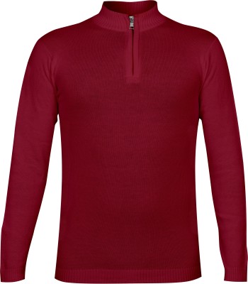 Clothify Solid High Neck Casual Boys Maroon Sweater