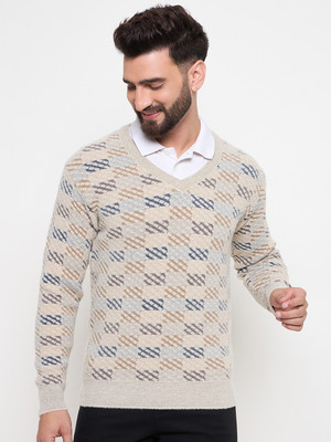 DUKE Printed V Neck Casual Men Multicolor Sweater