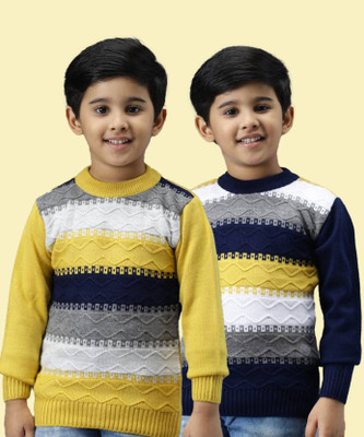 Fame Hype Colorblock Round Neck Casual Boys Multicolor Sweater