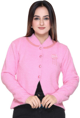 FASHSTORE Self Design V Neck Casual Women Pink Sweater