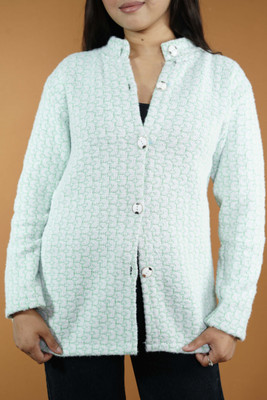 CreativePanther Self Design Collared Neck Casual Women Green Sweater