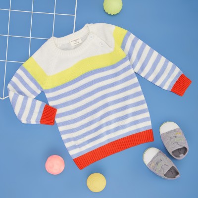 Pantaloons Baby Solid Round Neck Casual Baby Boys White Sweater