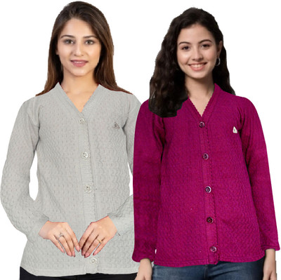 Shunit creation Solid Round Neck Casual Women Grey Sweater