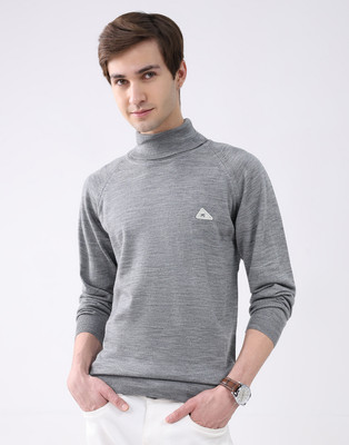 MONTE CARLO Solid Turtle Neck Casual Men Grey Sweater