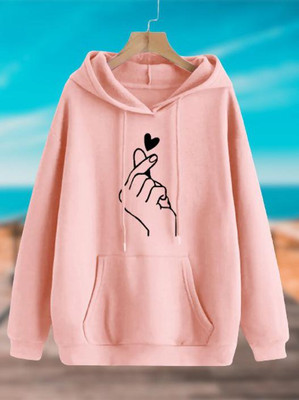 KESRINANDANEXPORT Graphic Print Hooded Neck Casual Men Pink Sweater