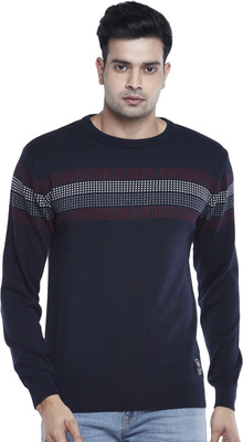 PEOPLE Self Design Round Neck Casual Men Multicolor Sweater