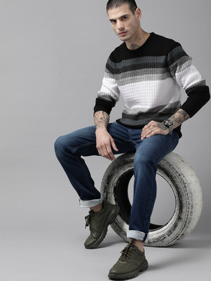 Roadster Solid Round Neck Casual Men Multicolor Sweater