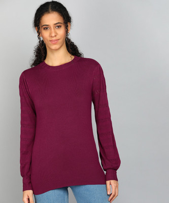 AND Woven Crew Neck Casual Women Red Sweater
