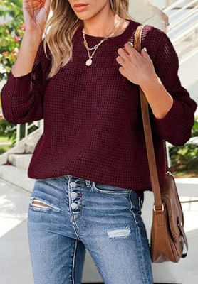 COLORCHAKRA Self Design Round Neck Casual Women Multicolor Sweater