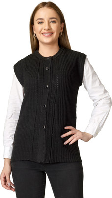 VEMRIS Self Design Round Neck Casual Women Black Sweater