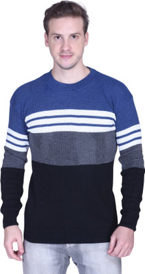 HouseOfCommon Striped Round Neck Casual Men Multicolor Sweater