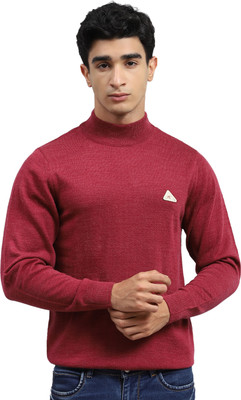 MONTE CARLO Solid Turtle Neck Casual Men Red Sweater