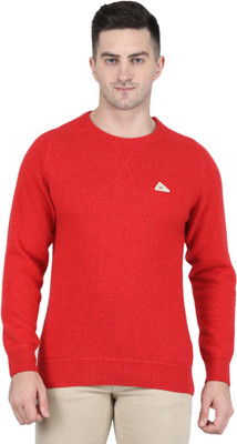 MONTE CARLO Solid Round Neck Casual Men Red Sweater