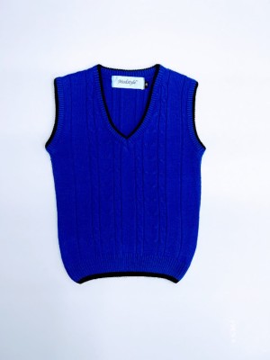 Modstyle Self Design V Neck Casual Baby Boys & Baby Girls Blue Sweater