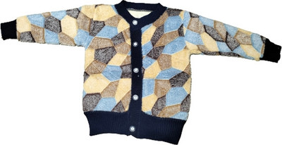 RUDRA KA Graphic Print Round Neck Casual Boys & Girls Brown Sweater
