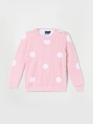 Juniors by Lifestyle Solid Round Neck Casual Baby Girls Pink, White Sweater