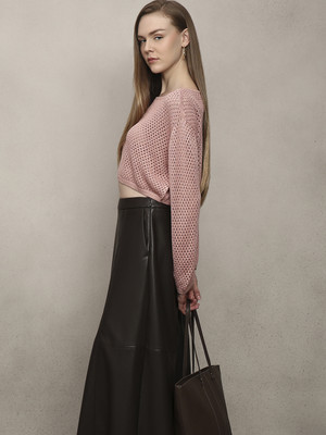 VeroModa Self Design Round Neck Casual Women Pink Sweater