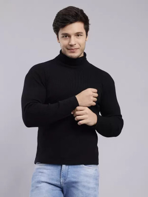 shubam enterprises Solid High Neck Casual Men Black Sweater