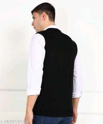 Mastu Solid V Neck Casual Men Black Sweater