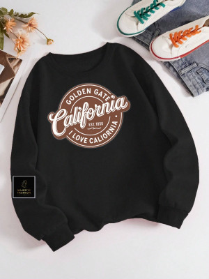 Fluffy Enterprise Solid Round Neck Casual Women Black Sweater