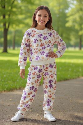 hallokidzz Geometric Print Round Neck Casual Girls Multicolor Sweater