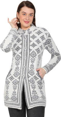 HITTIKA Self Design Round Neck Casual Women White Sweater