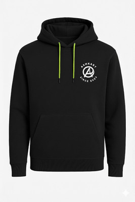 Ashkart Printed Hooded Neck Casual Men Black Sweater