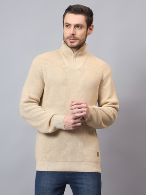CANTABIL Solid Turtle Neck Casual Men Beige Sweater