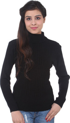 Farlucci Solid High Neck Casual Women Beige Sweater