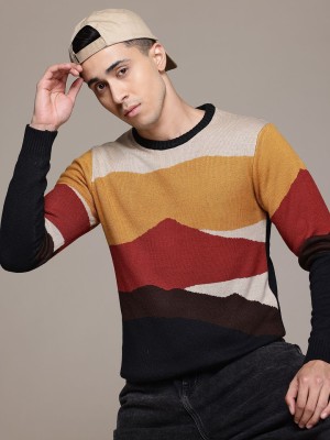 Roadster Colorblock Round Neck Casual Men Multicolor Sweater