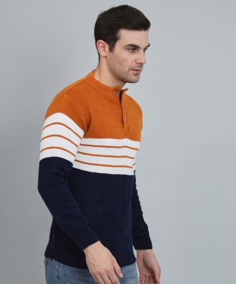 WILLEY Striped, Colorblock Round Neck Casual Men Multicolor Sweater