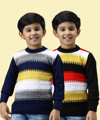 Fame Hype Colorblock Round Neck Casual Boys Multicolor Sweater