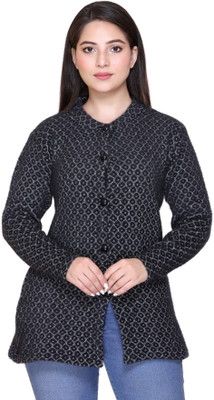 FASHIONLOOK Self Design Round Neck Casual Women Black Sweater